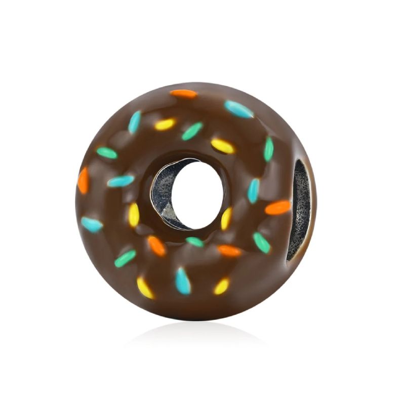 SILVER HEART - Charm Donut Chocolate en Plata Fina 925 SILVER HEART
