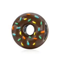 SILVER HEART - Charm Donut Chocolate en Plata Fina 925