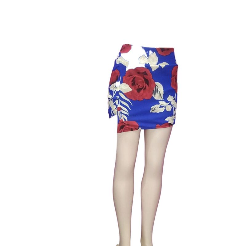 EVERSO - Falda Short Estampada azul con rosas