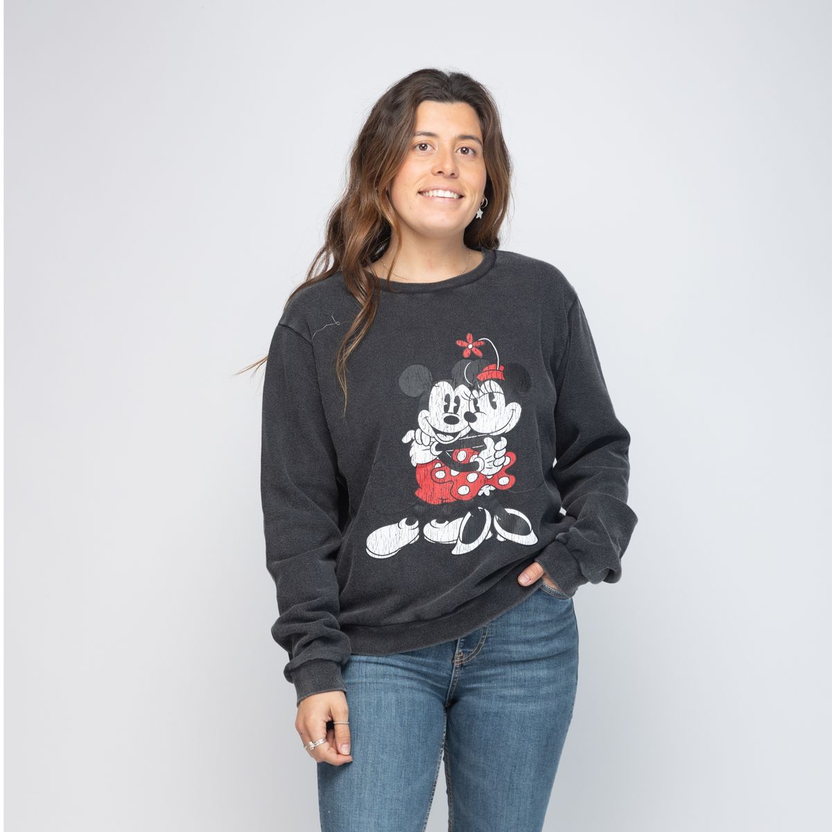 DISNEY - Poleron Mujer Mickey Hugging Negro Disney