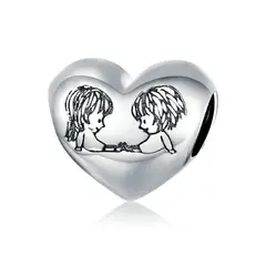 SILVER HEART - Charm Corazón de Hermanos / Amigos en Plata Fina 925
