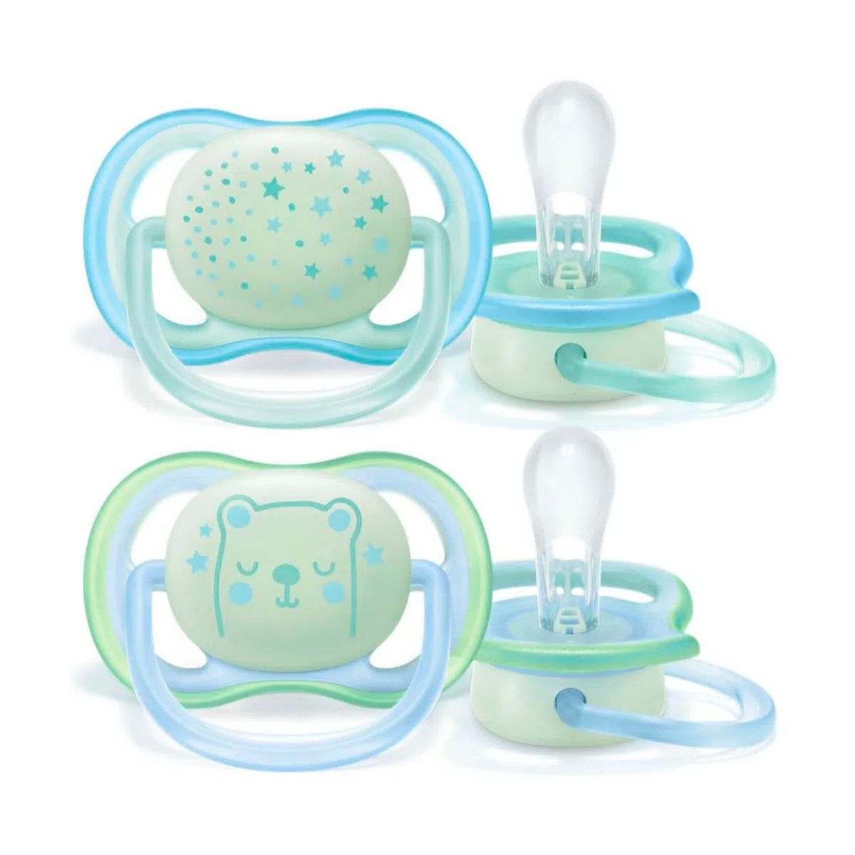 AVENT - Pack X2 Chupete Avent Ultra Air Night 0-6m Azul