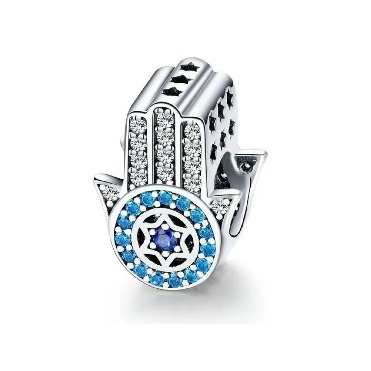 SILVER HEART - Charm Mano de Fátima Hamsa en Plata Fina 925 SILVER HEART