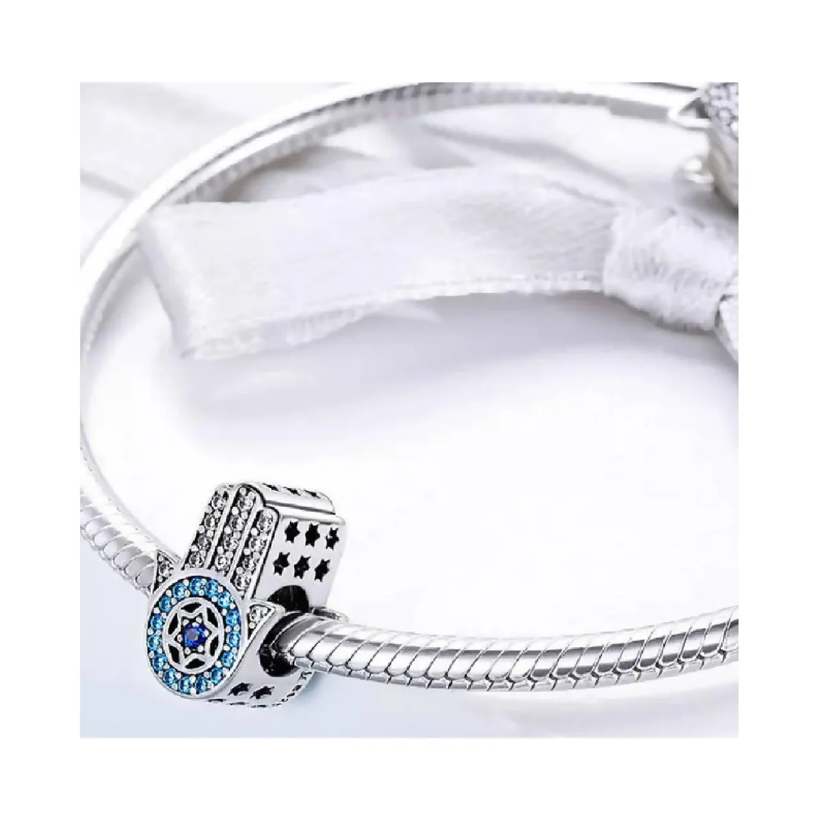 SILVER HEART - Charm Mano de Fátima Hamsa en Plata Fina 925 SILVER HEART