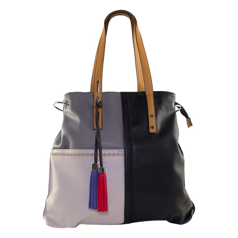 MAILEA - Cartera ecocuero patchwork casquete para mujer negro