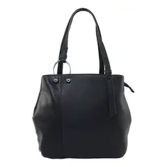 MAILEA - Cartera ecocuero correa y argolla para mujer negro