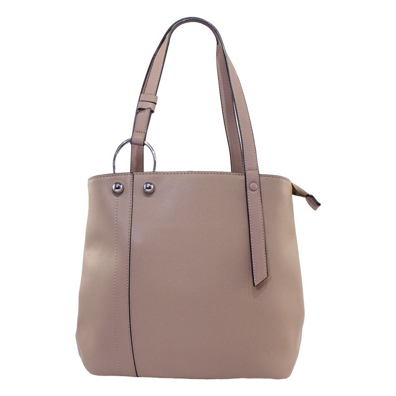 MAILEA - Cartera ecocuero correa y argolla para mujer arena