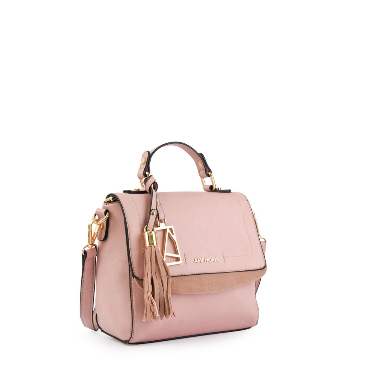 AMPHORA - Familie cartera bandolera con tapa mediana rosado