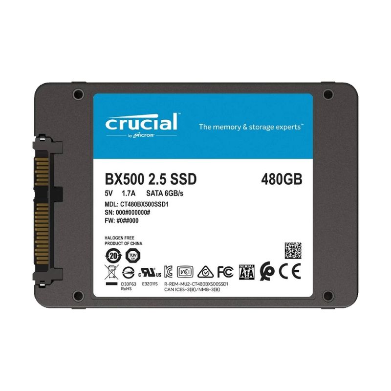 CRUCIAL - Disco Ssd 480gb 2.5 Bx500 Crucial - Zonaportatil