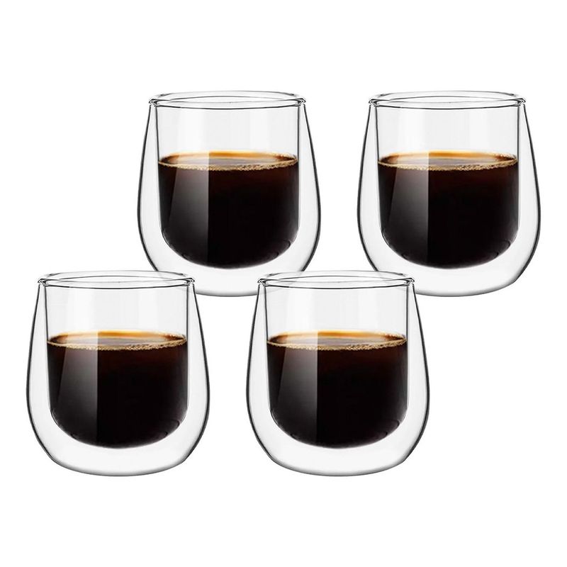 SIMPLIT - Set 4 Tazas Vidrio Doble Pared Expreso 80 ml Simplit