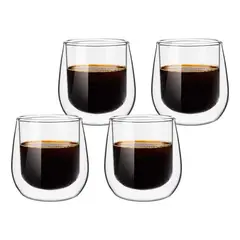 SIMPLIT - Set 4 Tazas Vidrio Doble Pared Expreso 80 ml