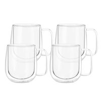 Set 4 Tazas Mug de Vidrio Doble Pared 300 ml