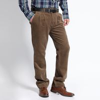 Pantalón Cotelé Con Pinzas Beige Oscuro