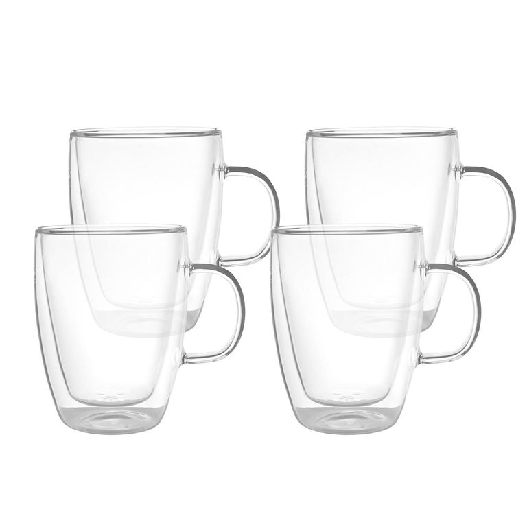 Set 4 Tazas de Vidrio Doble Pared 350 ml