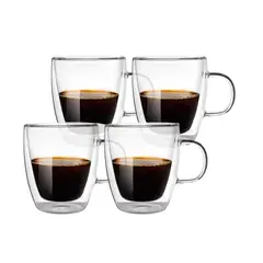 SIMPLIT - Set 4 Tazas de Vidrio Doble Pared 350 ml