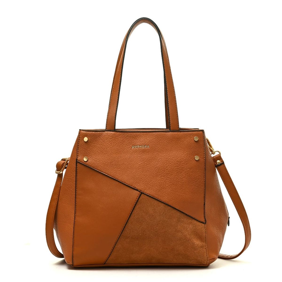 AMPHORA - Cartera Dos Asas Tres divisiones noix mediana café