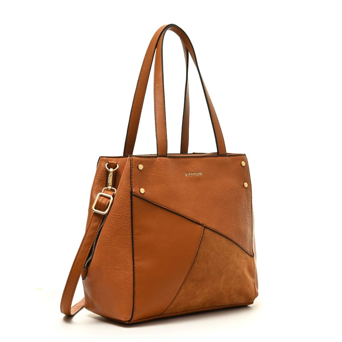 AMPHORA - Cartera Dos Asas Tres divisiones noix mediana café