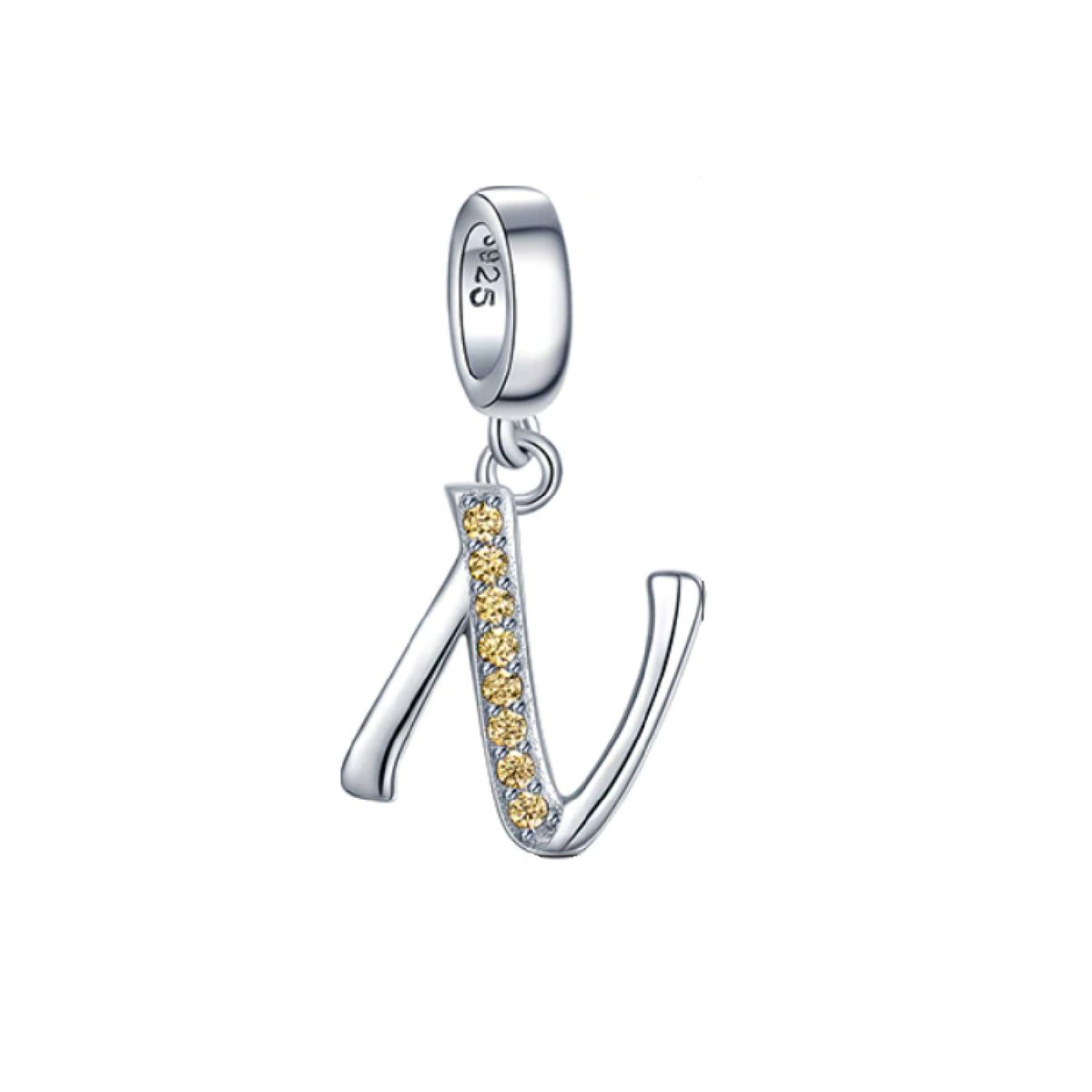 SILVER HEART - Charm Letra N en Plata Fina 925 SILVER HEART