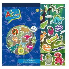 ART AND CRAFT - Libro de stickers Dinosaurios y Selva, 6 páginas