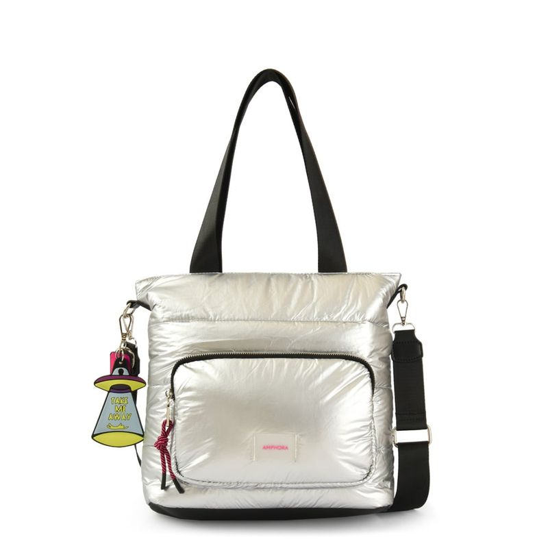 AMPHORA - Cartera dos asas grande galactic plateado