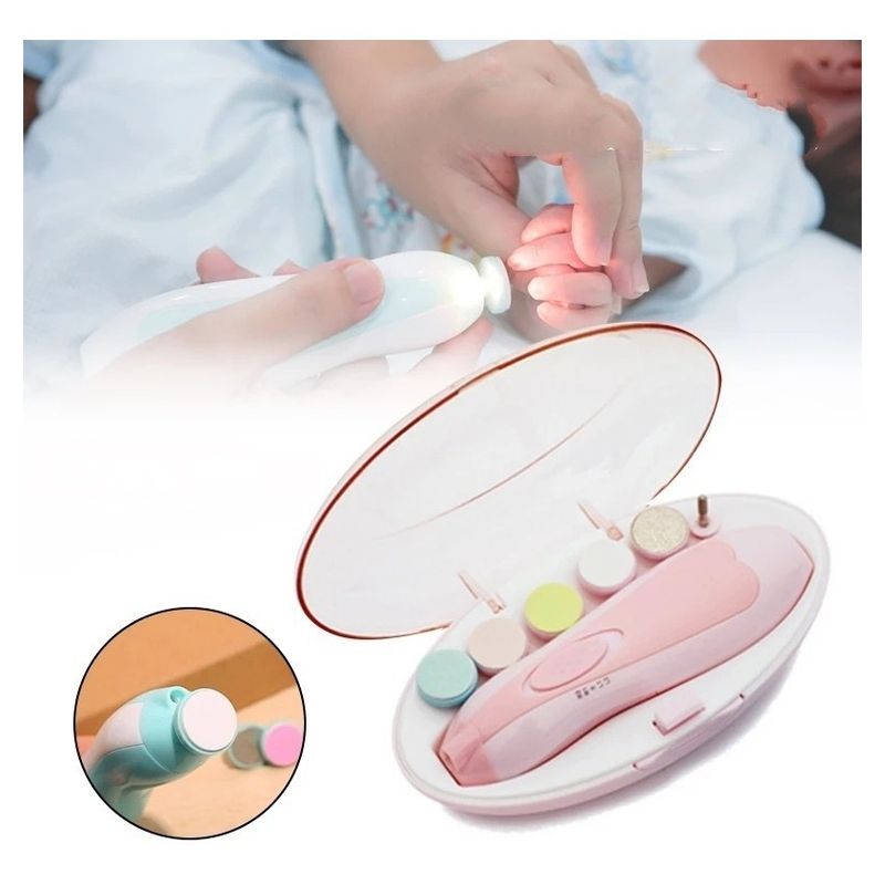 GENERICO - Cortador De Uñas Bebé Eléctrico Led Lima Pilas Trimmer ROSA