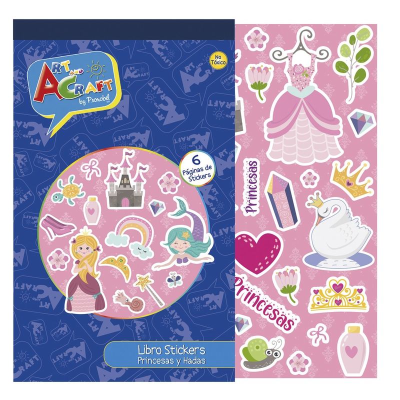 ART AND CRAFT - Libro de stickers Princesas y Hadas, 6 páginas
