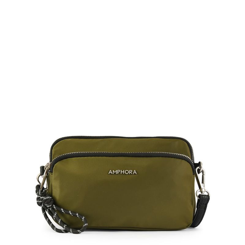AMPHORA - Cartera bandolera pequeña abrilita verde oliva