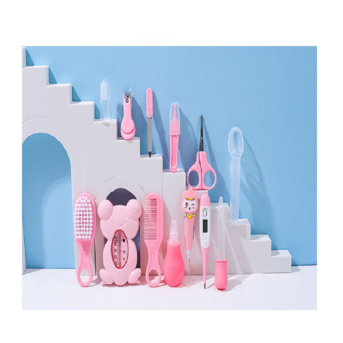 GENERICO - Kit De Aseo Y Cuidado Personal Para Bebés con Bolso Rosa