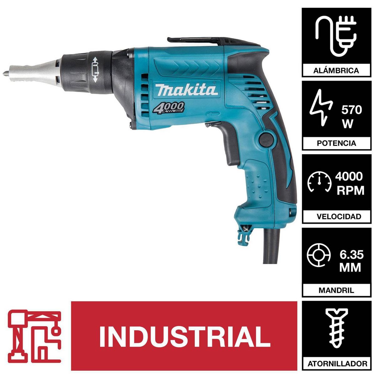MAKITA - Atornillador Drywall Eléctrico 570w Fs4000 Makita