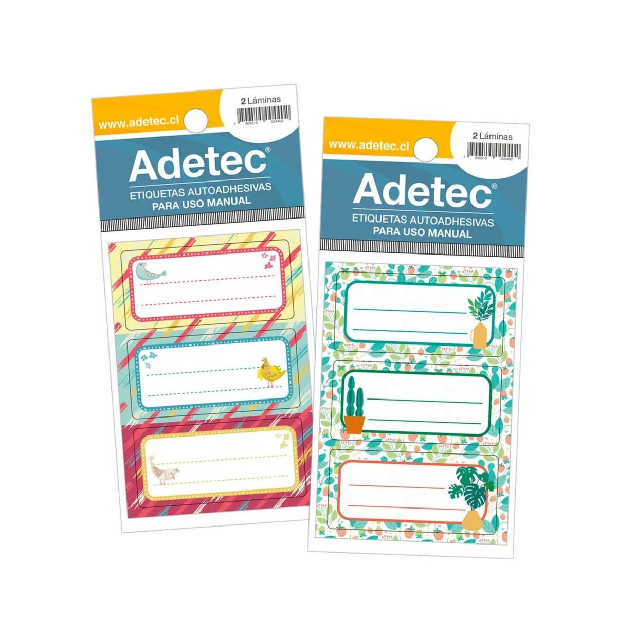 ADETEC - 120 Etiquetas Para Cuadernos Escolar Juvenil 35x70 mm