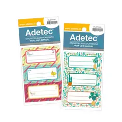ADETEC - 120 Etiquetas Para Cuadernos Escolar Juvenil 35x70 mm