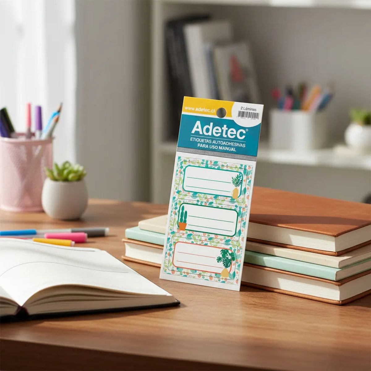 ADETEC - 120 Etiquetas Para Cuadernos Escolar Juvenil 35x70 mm