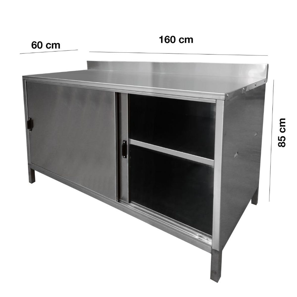 VERSATILE - Mesón  Mural Cerrado Inox.  Puertas Correderas - 160