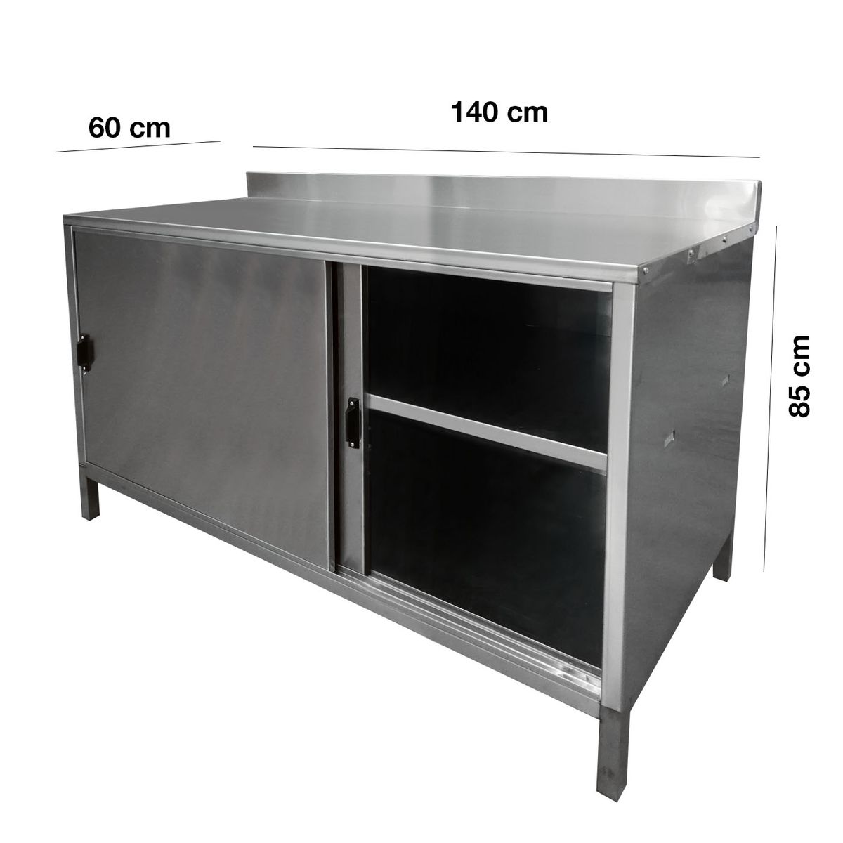 VERSATILE - Mesón  Mural Cerrado  Inox.  Puertas Correderas - 140