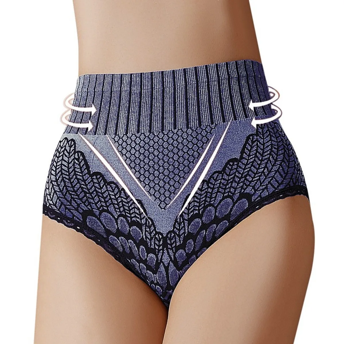 EVERSO - Pack 5 Bikini Faja Con Levanta Glúteos Mujer Tiro Alto.