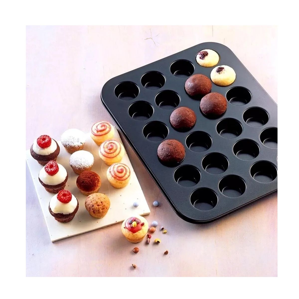 GENERICO - Moldes Cupcakes Moldes Cupcakes Baratos 24 Mini Cupcake