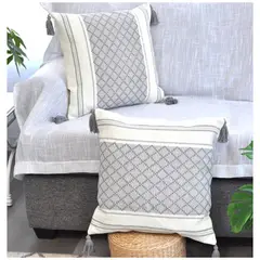 GENERICO - Pack 2 Unidades Fundas De Cojín Decorativa Nordico Color Gris