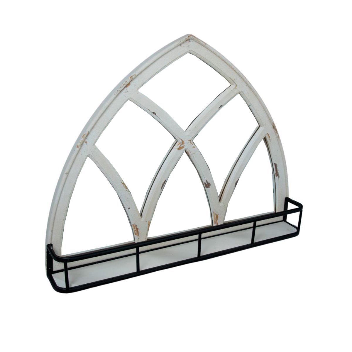 NECTAR - Espejo con Repisa de Madera de Pino y Acero Estilo Clásico y Elegante 61x12x80 cm