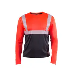 HARDWORK - Polera Reflectiva HW Rojo Fluor Manga Larga