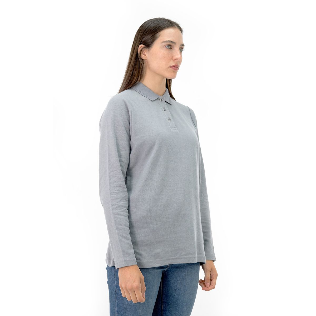 QUEBEC - Polera Pique Quebec Manga Larga Gris Mujer