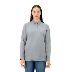 QUEBEC - Polera Pique Manga Larga Gris Mujer