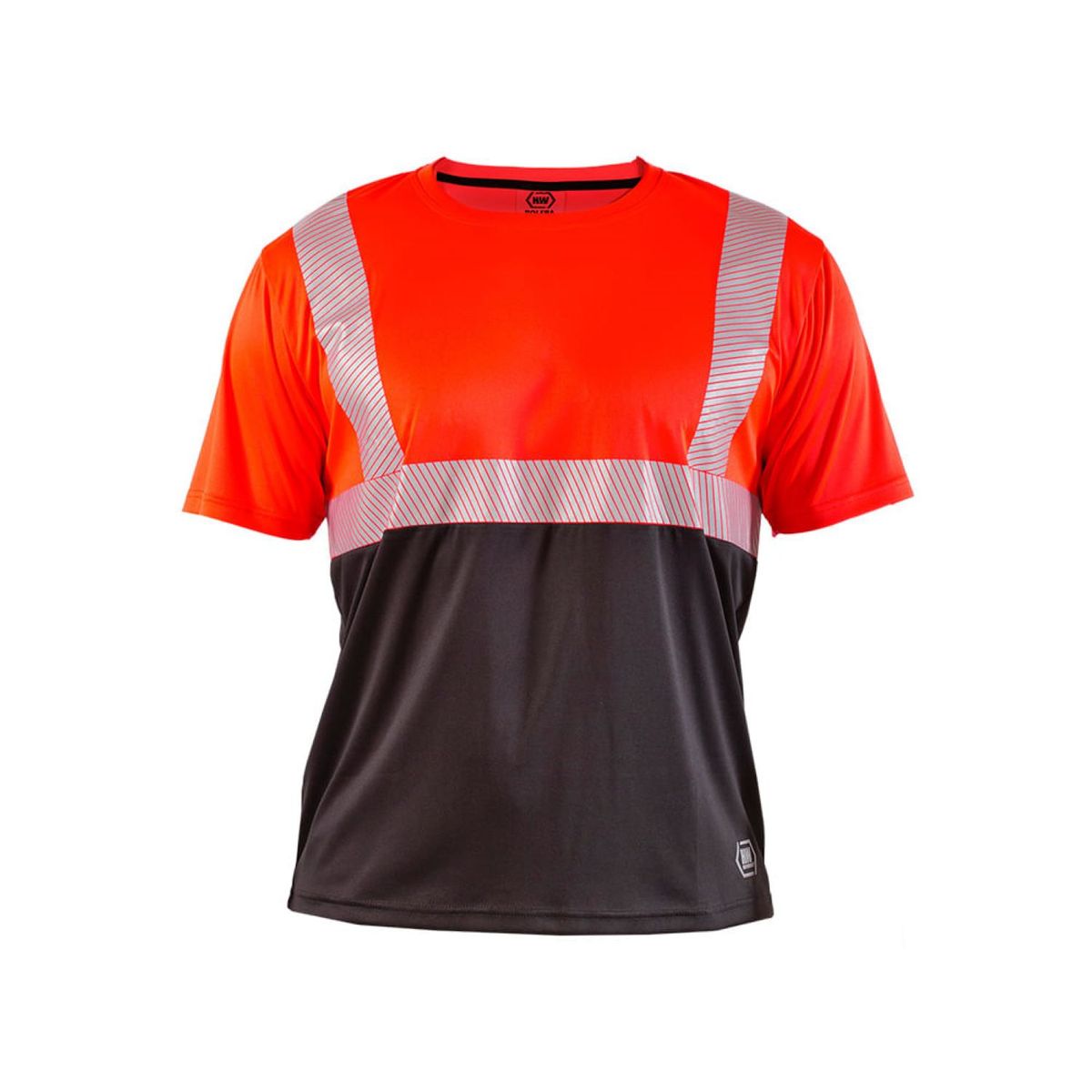 HARDWORK - Polera Reflectiva HW Rojo Fluor Manga Corta