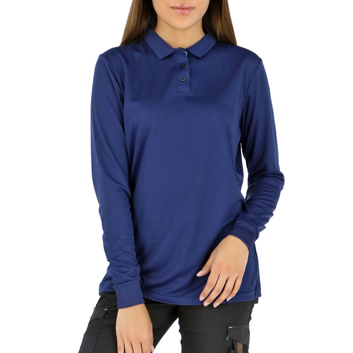 QUEBEC - Polera Cooldry Quebec Manga Larga Mujer Azul