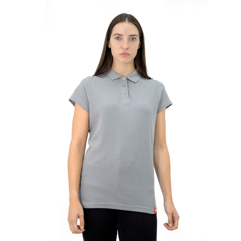 QUEBEC - Polera Pique Quebec Manga corta Gris Mujer