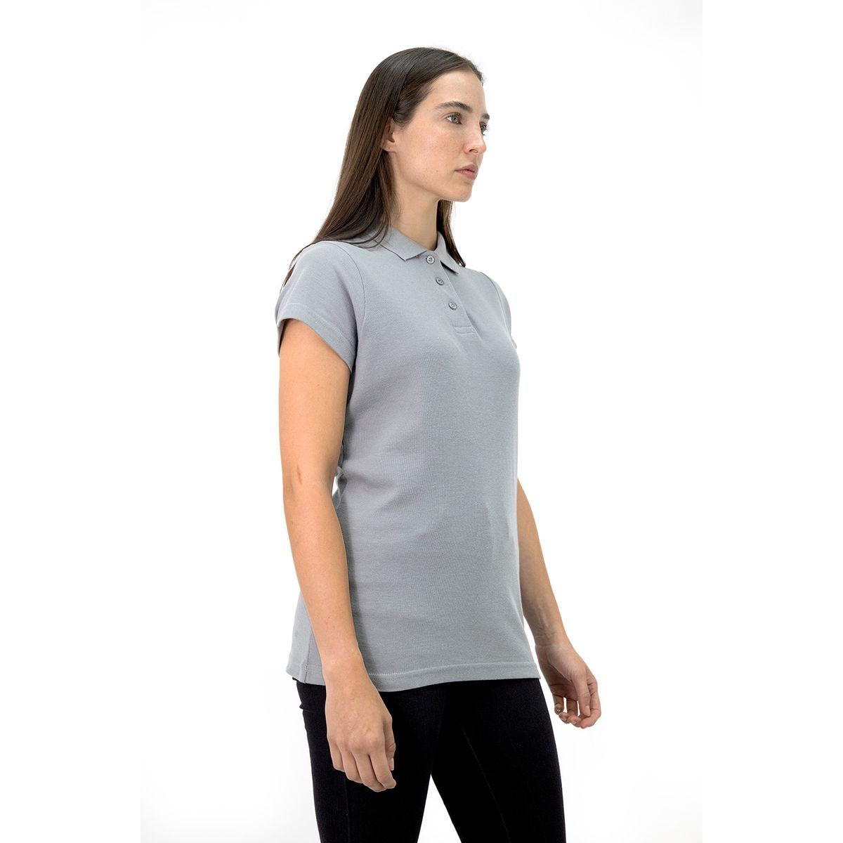 QUEBEC - Polera Pique Quebec Manga Corta Gris Mujer