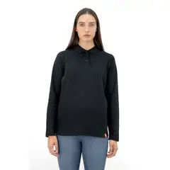 QUEBEC - Polera Pique Manga larga Negro Mujer