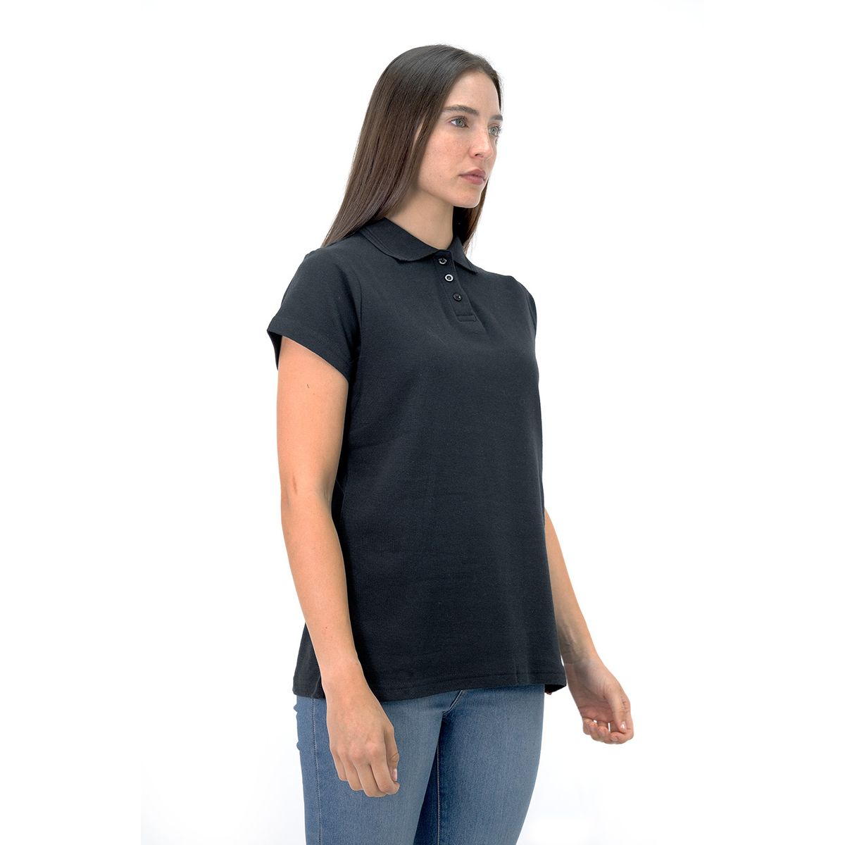 QUEBEC - Polera Pique Quebec Manga Corta Negro Mujer