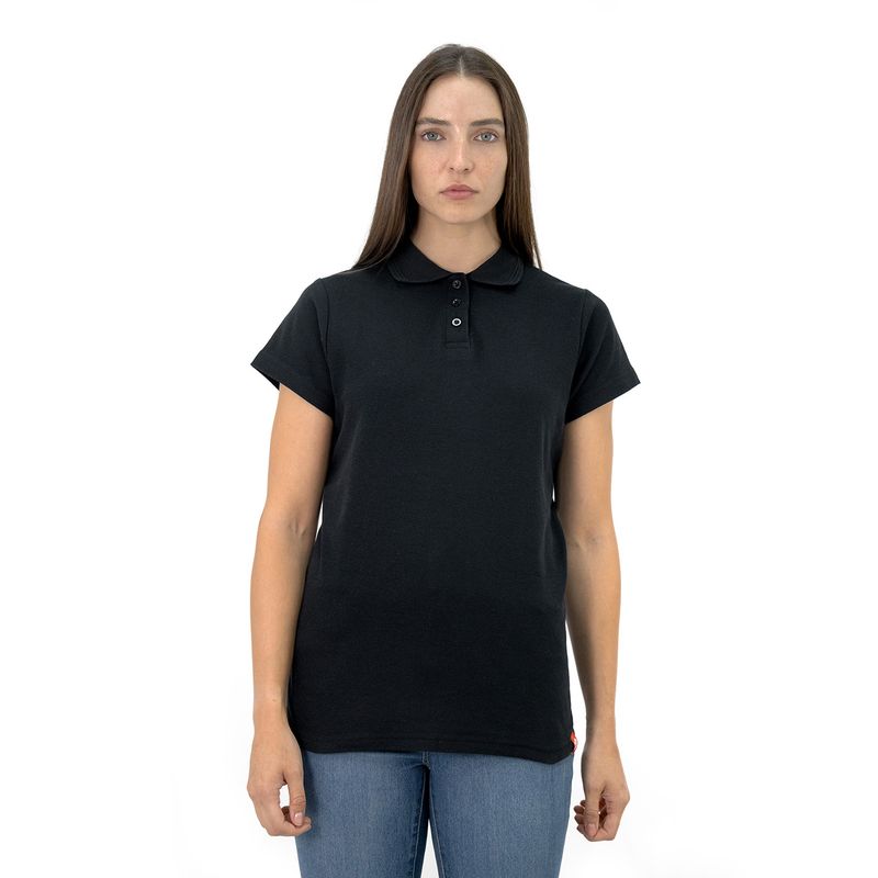 QUEBEC - Polera Pique Quebec Manga corta Negro Mujer