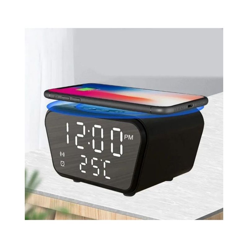 GENERICO - Reloj Despertador Con Cargador Inalámbrico Y Termómetro