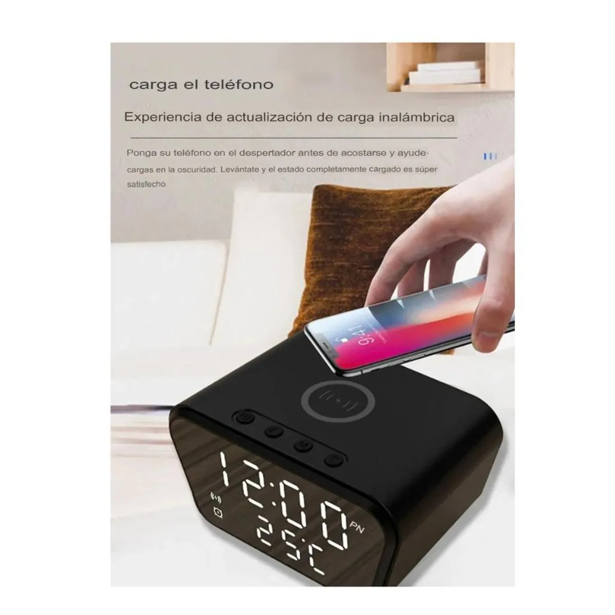 GENERICO - Reloj Despertador Con Cargador Inalámbrico Y Termómetro